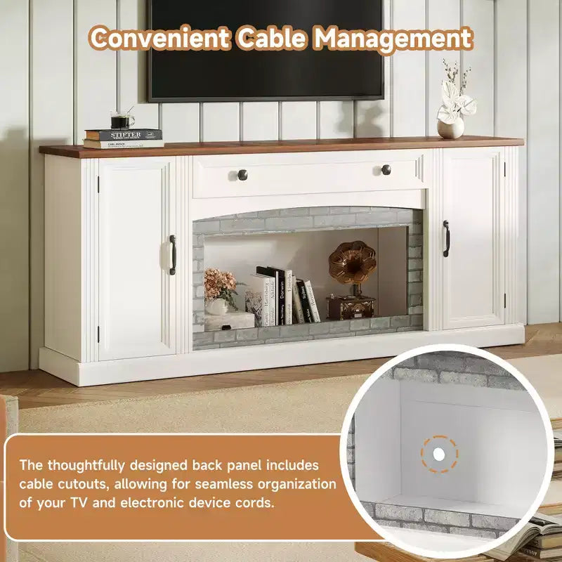 Modern TV Stand for TVs up to 70" with Drawer and Cabinets