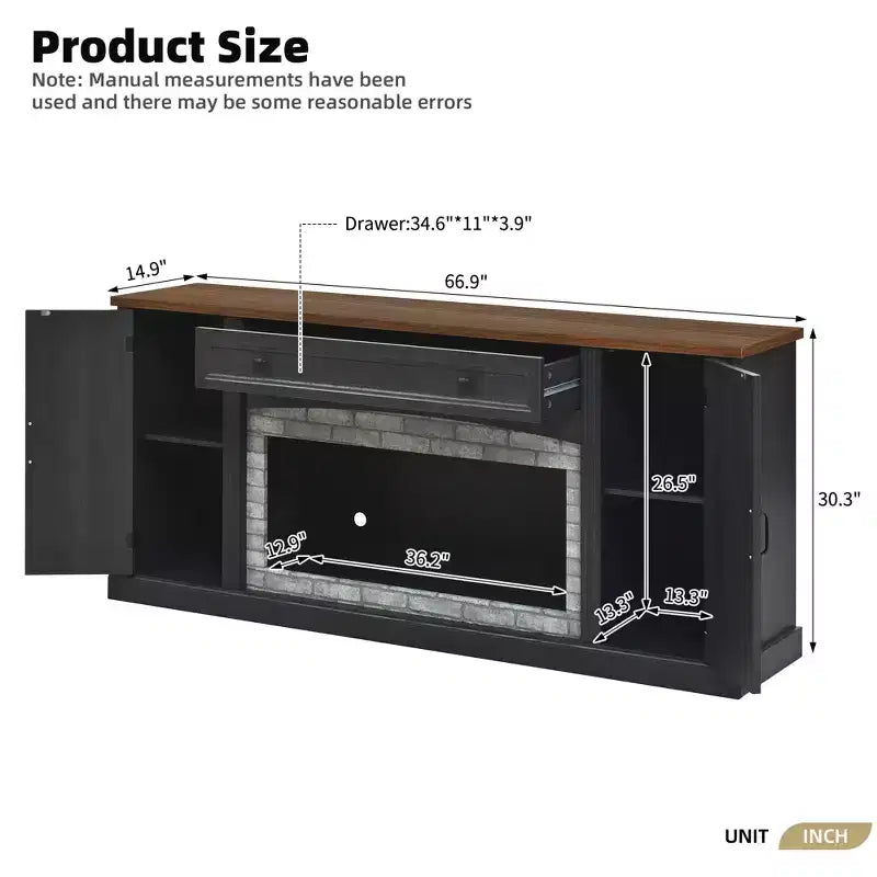 Modern TV Stand for TVs up to 70" with Drawer and Cabinets
