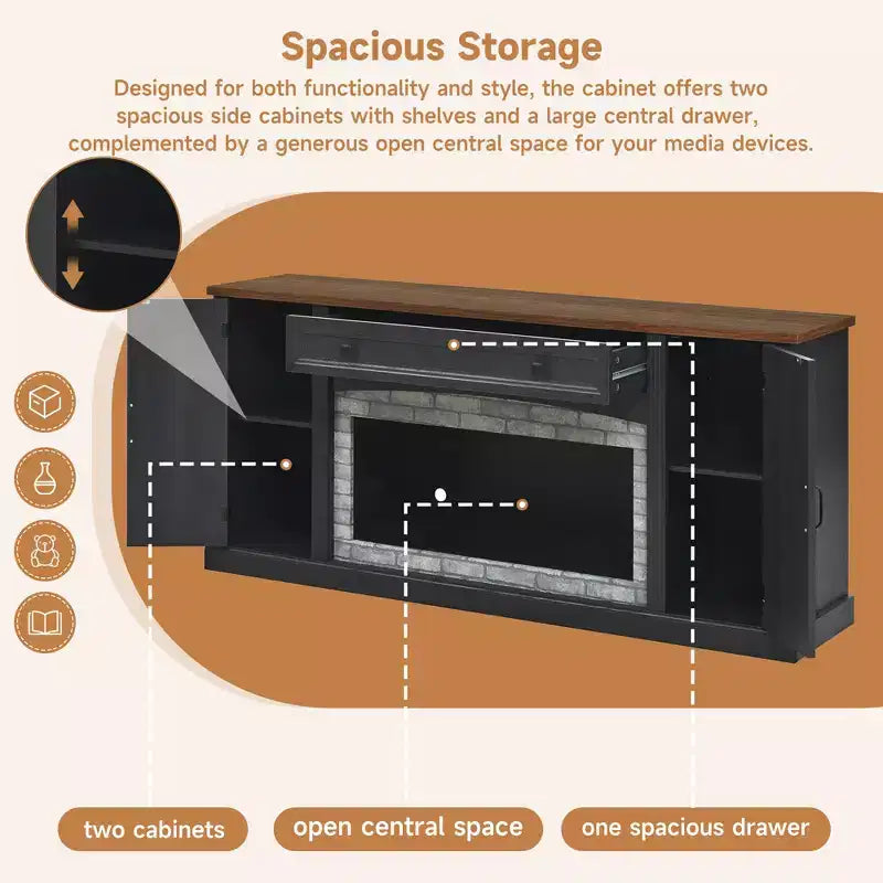 Modern TV Stand for TVs up to 70" with Drawer and Cabinets