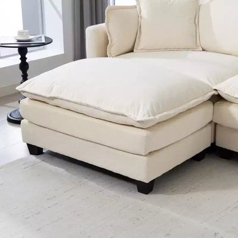 GDFStudio Dulles Modern 4-Seat Chenille Upholstered Modular Sectional Sofa with 2 Ottomans