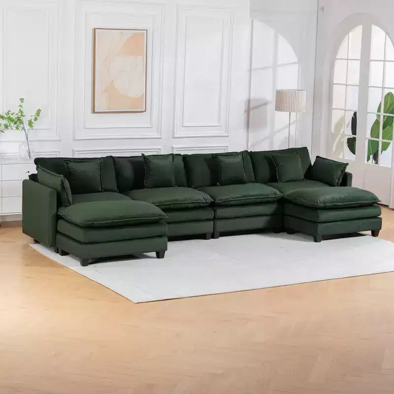 GDFStudio Dulles Modern 4-Seat Chenille Upholstered Modular Sectional Sofa with 2 Ottomans