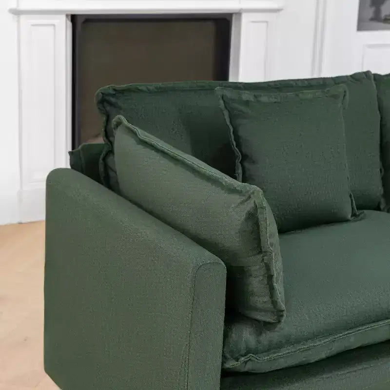 113.77" 3-Seat Modular Chenille Upholstered Sectional Sofa with Ottoman and Waist Pillows