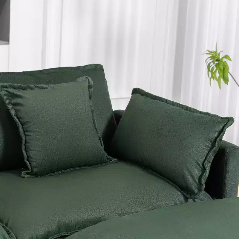 113.77" 3-Seat Modular Chenille Upholstered Sectional Sofa with Ottoman and Waist Pillows
