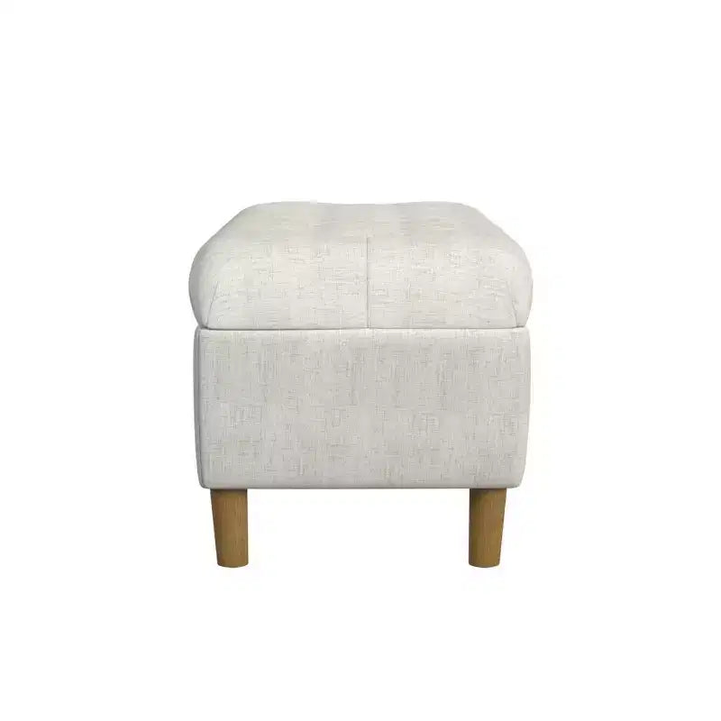 Button Tufted Storage Bench with Cone Wood Legs - HomePop