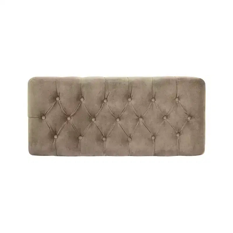 Button Tufted Storage Bench with Cone Wood Legs - HomePop