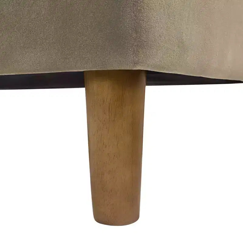 Button Tufted Storage Bench with Cone Wood Legs - HomePop