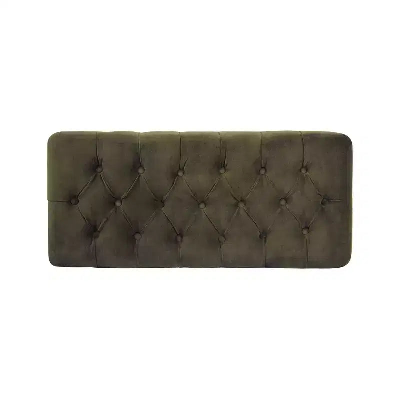 Button Tufted Storage Bench with Cone Wood Legs - HomePop