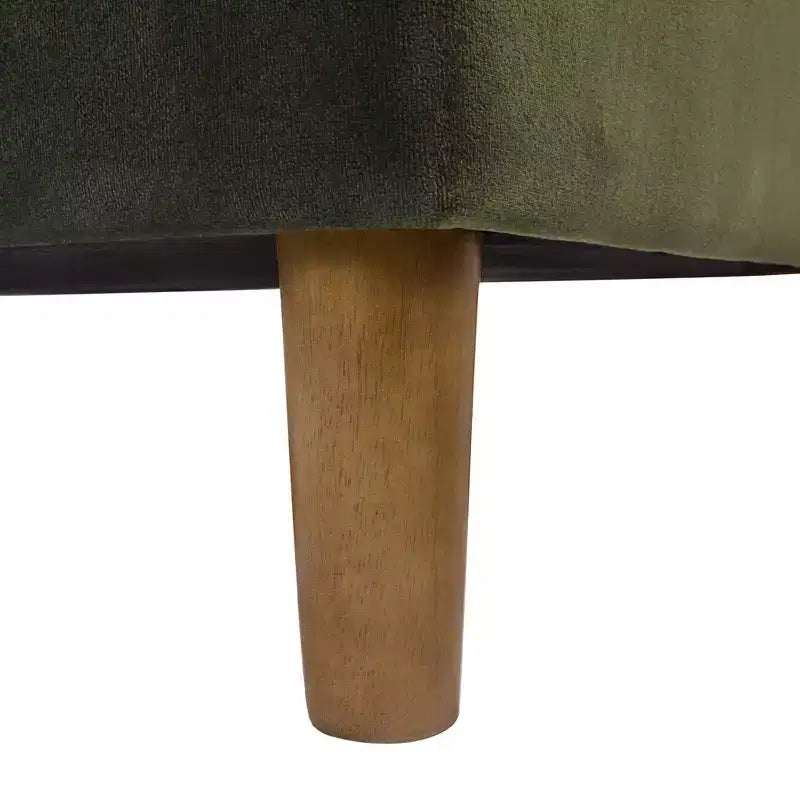 Button Tufted Storage Bench with Cone Wood Legs - HomePop