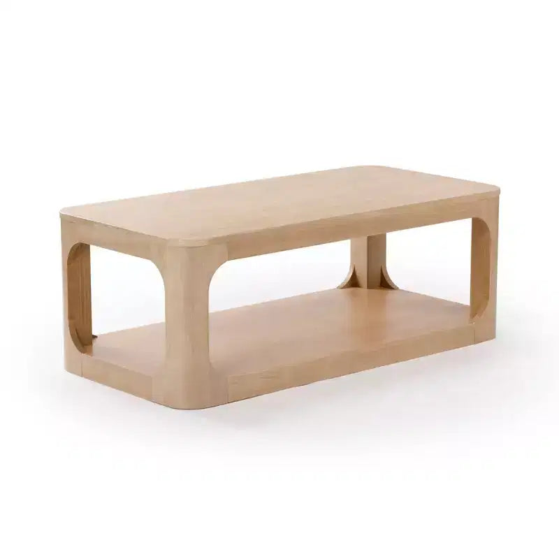 Plank+Beam Solid Wood 48 Modern Rectangular Coffee Table with Storage Shelf