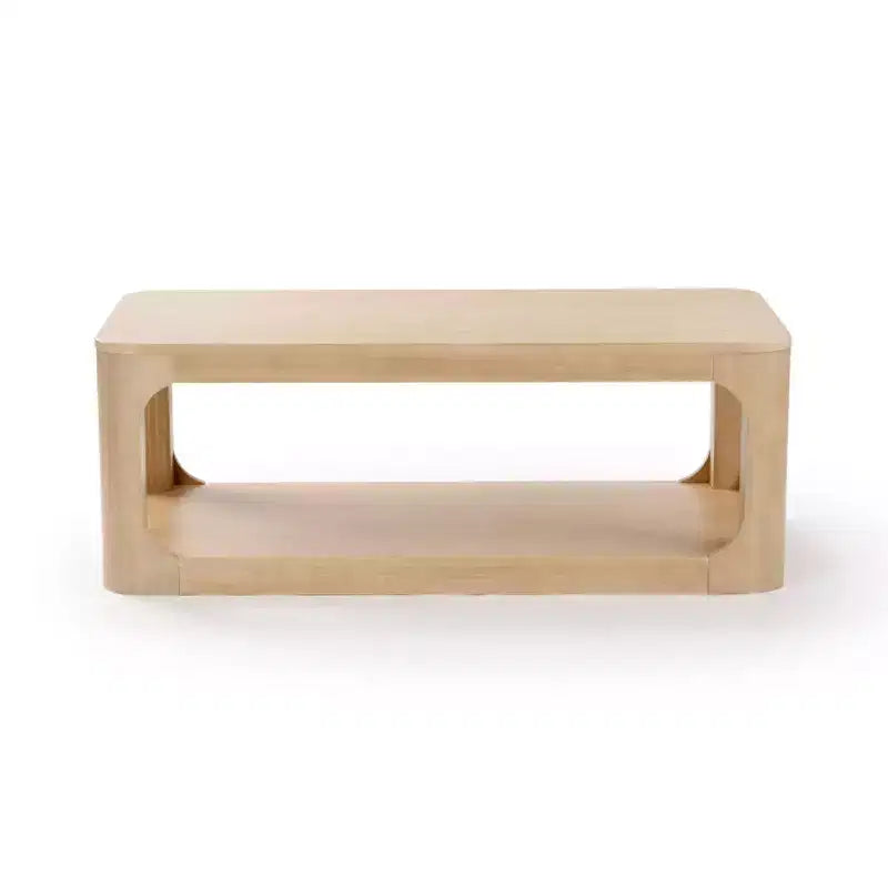 Plank+Beam Solid Wood 48 Modern Rectangular Coffee Table with Storage Shelf