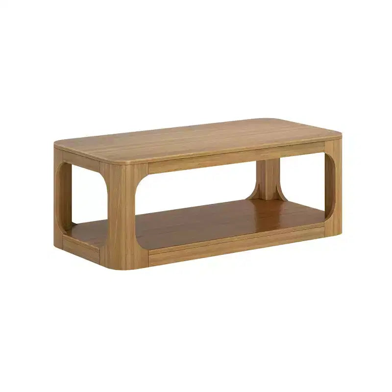 Plank+Beam Solid Wood 48 Modern Rectangular Coffee Table with Storage Shelf