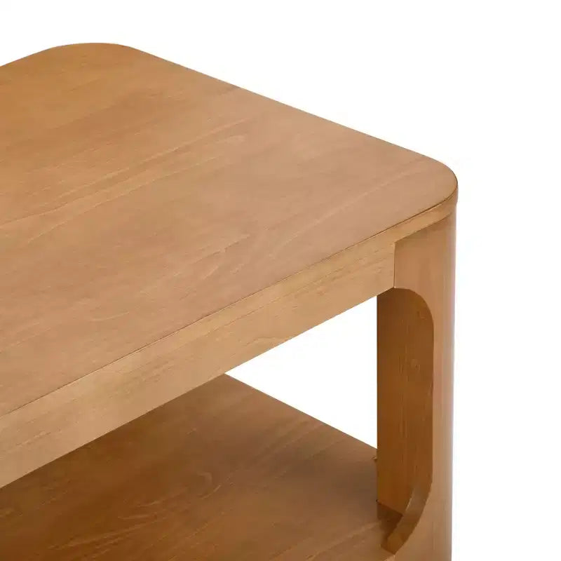 Plank+Beam Solid Wood 48 Modern Rectangular Coffee Table with Storage Shelf