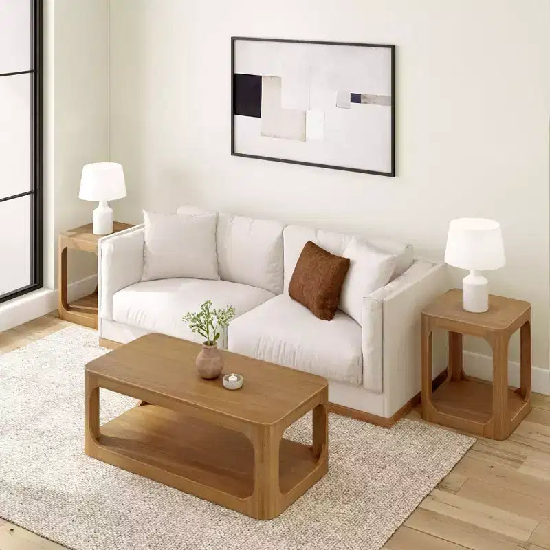 Plank+Beam Solid Wood 48 Modern Rectangular Coffee Table with Storage Shelf