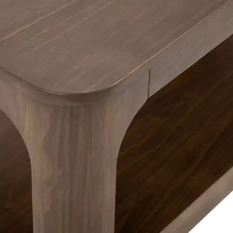 Plank+Beam Solid Wood 48 Modern Rectangular Coffee Table with Storage Shelf