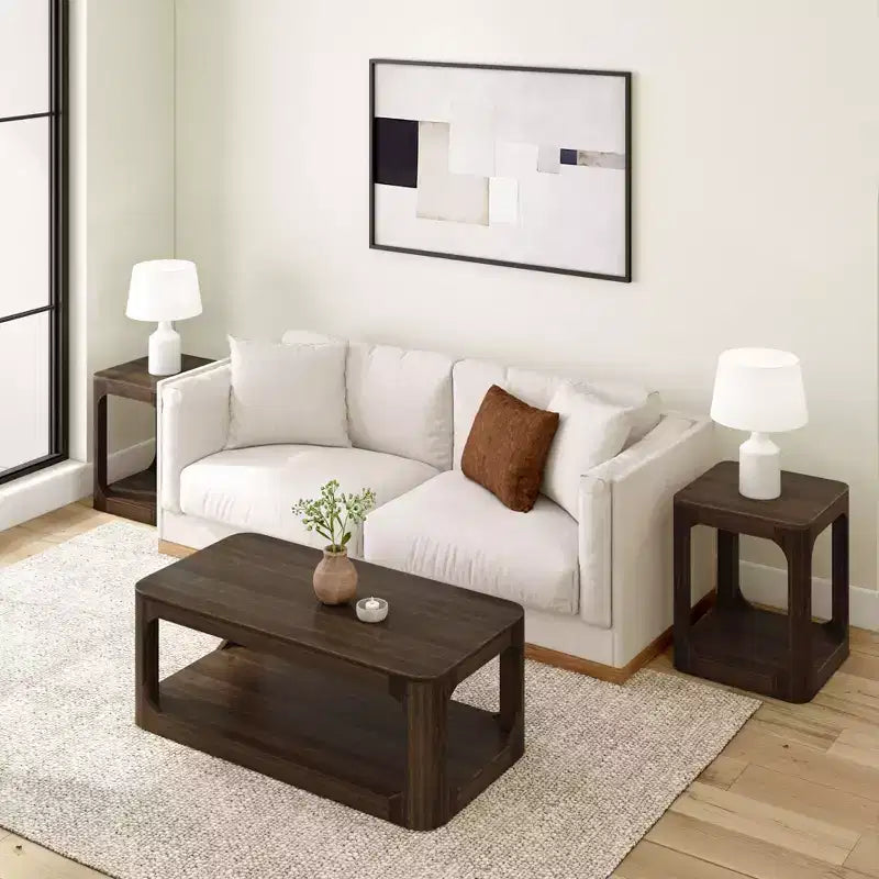 Plank+Beam Solid Wood 48 Modern Rectangular Coffee Table with Storage Shelf