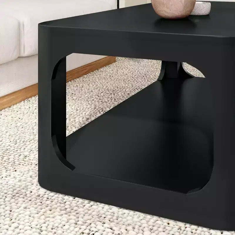 Plank+Beam Solid Wood 48 Modern Rectangular Coffee Table with Storage Shelf