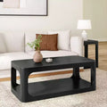 Plank+Beam Solid Wood 48 Modern Rectangular Coffee Table with Storage Shelf