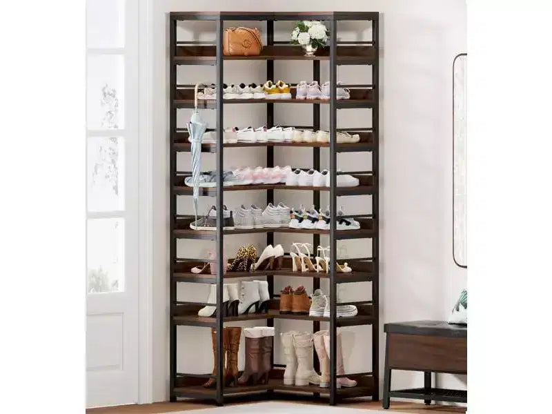 Tribesigns 9-Tier Corner Shoe Rack, Vertical Shoe Storage Organizer