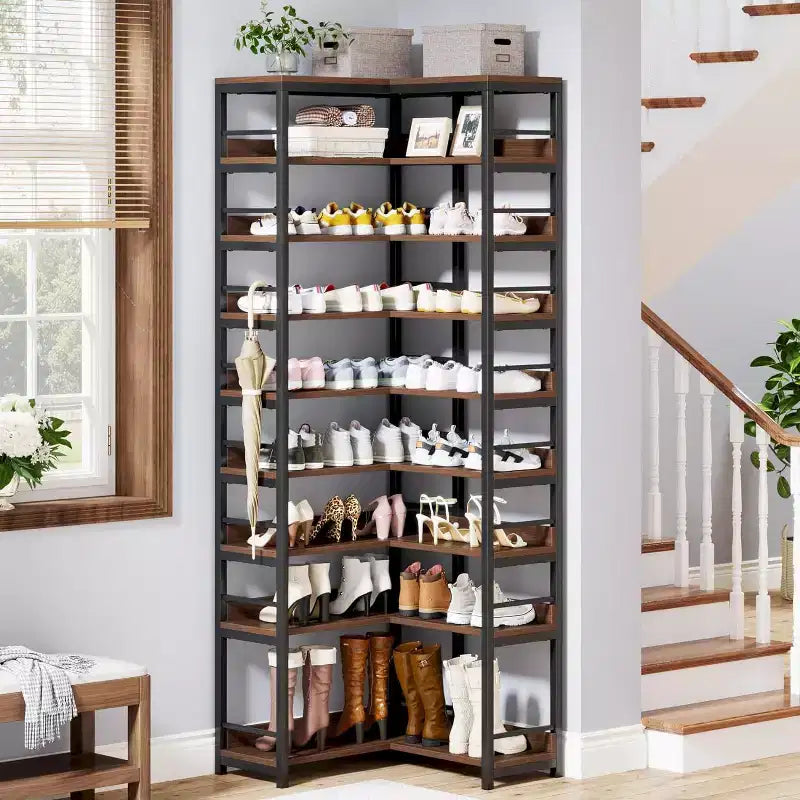 Tribesigns 9-Tier Corner Shoe Rack, Vertical Shoe Storage Organizer