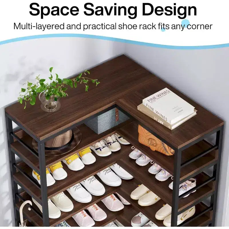 Tribesigns 9-Tier Corner Shoe Rack, Vertical Shoe Storage Organizer